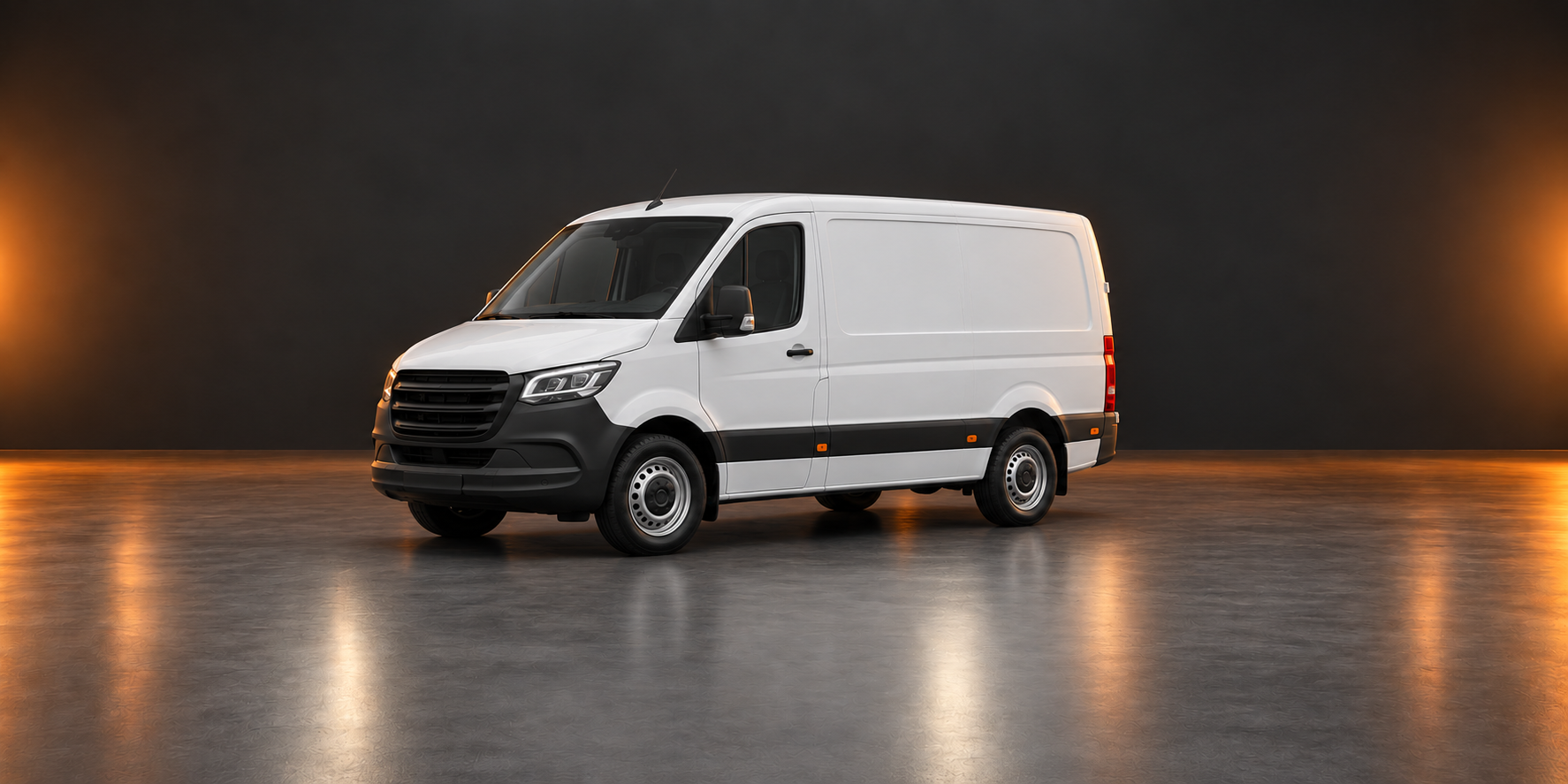 White medium panel van facing left